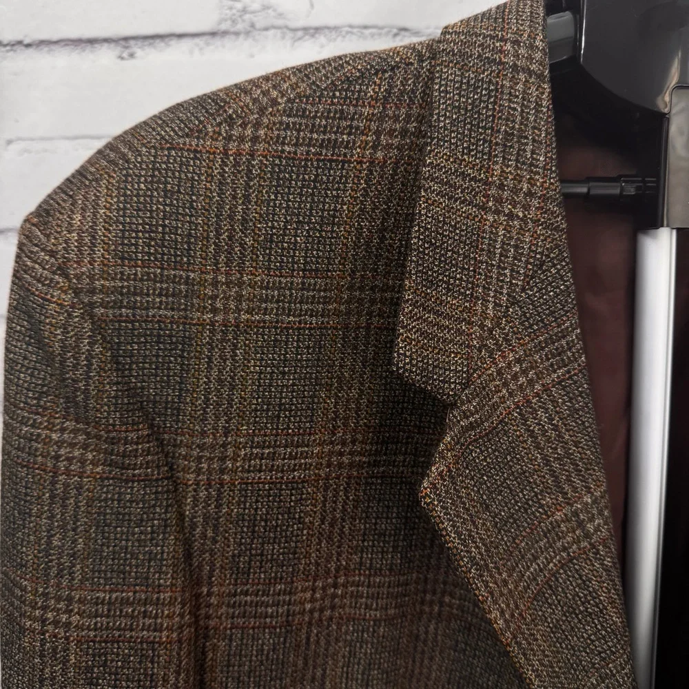 Men's 44R Vito Rufolo Wool Blazer‎ Brown Tweed Sport Coat Italian Fabric Classic